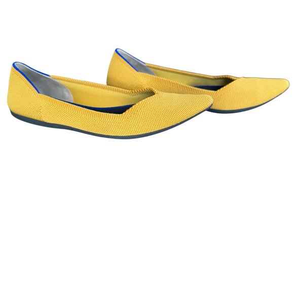 Rothy’s Womens Yellow Marigold Pointed Toe Slip On Knit Ballet Flats Sz 8 - Picture 2 of 15